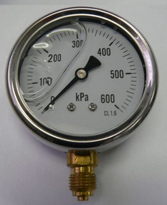 Picture of 63mm Ø ss/br Pressure Gauges, G/Filled, Class 1.6
