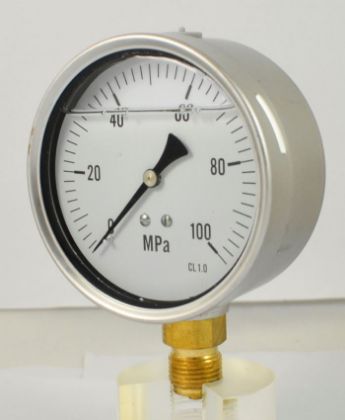 Picture of 100mm Ø ss/br Pressure Gauges, G/Filled Class 1.0